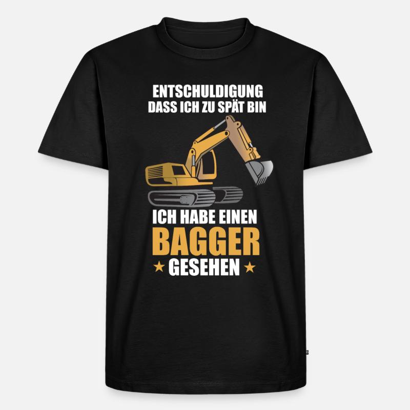 Bagger baustelle bauarbeiter baggerfahrer baggern - Männer Premium Bio T-Shirt - Schwarz