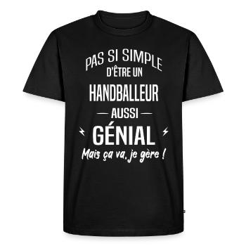 Handballeur - T-shirt Premium bio Homme - noir - Devant - Nico (187cm)