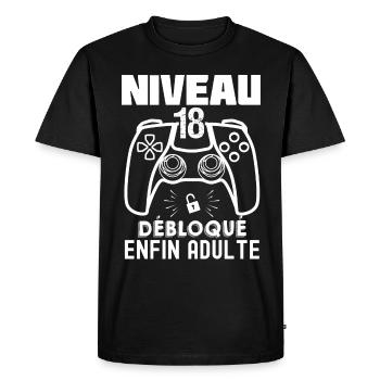 18 Ans Enfin Adulte Jeux Vidéo - T-shirt Premium bio Homme - noir - Devant - Nico (187cm)