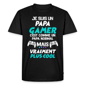 Papa Et Jeux Vidéo Le Gamer Super Cool - T-shirt Premium bio Homme - noir - Devant - Nico (187cm)