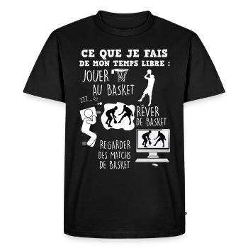 Basket Cadeau Passion Basketteur Basketball - T-shirt Premium bio Homme - noir - Devant - Nico (187cm)