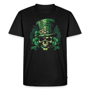 Leprechaun Skull - Men's Premium Organic T-Shirt - black - Front - Nico (187cm)