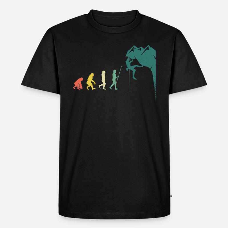 Boulderer Evolution Klettern Kletterwand - Männer Premium Bio T-Shirt - Schwarz