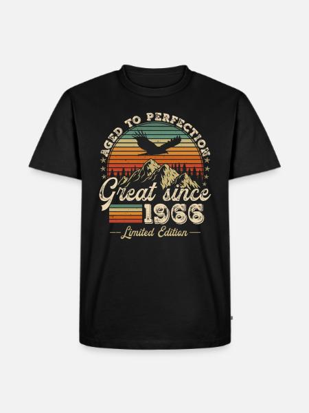 Vintage Born 1966 Vintage Retro Birthday - Men's Premium Organic T-Shirt - black