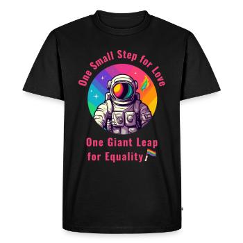 Gay Pride - Un petit pas pour l'amour - T-shirt Premium bio Homme - noir - Devant - Nico (187cm)