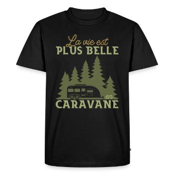 Camping Humour La Vie Est Plus Belle En Caravane - T-shirt Premium bio Homme - noir - Devant - Nico (187cm)