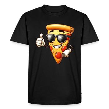 Pizza drôle avec motif de lunettes de soleil - T-shirt Premium bio Homme - noir - Devant - Nico (187cm)