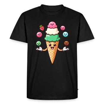 Crème glacée Crème glacée Cornet Kawaii Funny Summer Sundae - T-shirt Premium bio Homme - noir - Devant - Nico (187cm)