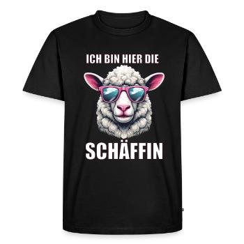 Ich bin hier die Schäffin Schaf Schafe Schäfer Mäh - Männer Premium Bio T-Shirt - Schwarz - Vorne - Nico (187cm)