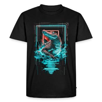 Alligator Crocodile Reptile Predator Neon Colorful Art - Men's Premium Organic T-Shirt - black - Front - Nico (187cm)