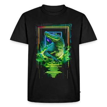 Alligator Crocodile Reptile Predator Neon Colorful Art - Men's Premium Organic T-Shirt - black - Front - Nico (187cm)