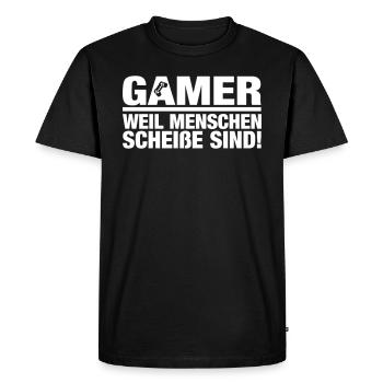Gamer parce que les gens sont de la merde - T-shirt Premium bio Homme - noir - Devant - Nico (187cm)