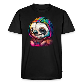 Baby Sloth Face Graffiti - Men's Premium Organic T-Shirt - black - Front - Nico (187cm)