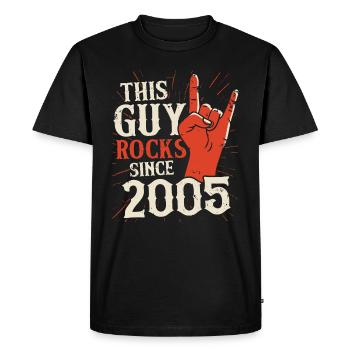 Ce gars a été bercé depuis l’anniversaire du millésime 2005 - T-shirt Premium bio Homme - noir - Devant - Nico (187cm)
