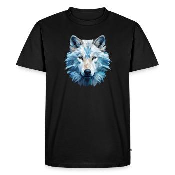 Loup blanc froid dans le style polygonal - T-shirt Premium bio Homme - noir - Devant - Nico (187cm)