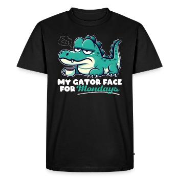 MON VISAGE D’ALLIGATOR POUR LES LUNDIS - T-shirt Premium bio Homme - noir - Devant - Nico (187cm)