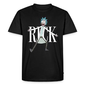 Rick et Morty scientifique bonne mine blanc - T-shirt Premium bio Homme - noir - Devant - Nico (187cm)