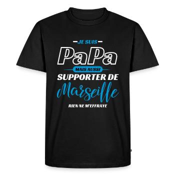 papa supporter marseille - T-shirt Premium bio Homme - noir - Devant - Nico (187cm)