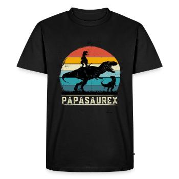 Papasaurex Retro Dinosaurier Vater Geschenk - Männer Premium Bio T-Shirt - Schwarz - Vorne - Nico (187cm)
