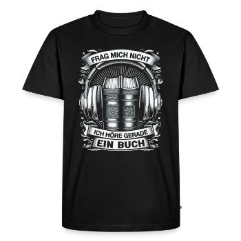 Livre audio - T-shirt Premium bio Homme - noir - Devant - Nico (187cm)