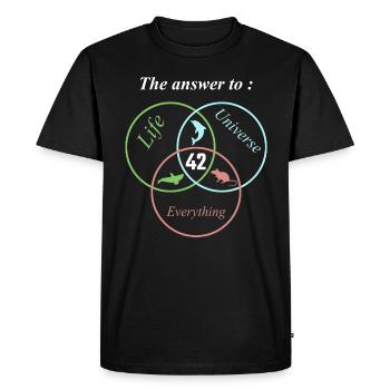 Les 42 réponses à la vie, à l’univers, à tout, à la science - T-shirt Premium bio Homme - noir - Devant - Nico (187cm)