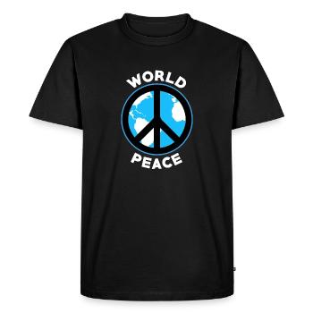 Paix, paix, liberté - T-shirt Premium bio Homme - noir - Devant - Nico (187cm)