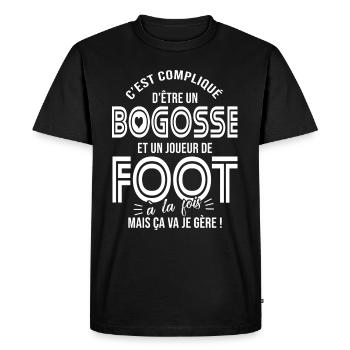 Cadeau bogosse Football joueur de foot - T-shirt Premium bio Homme - noir - Devant - Nico (187cm)