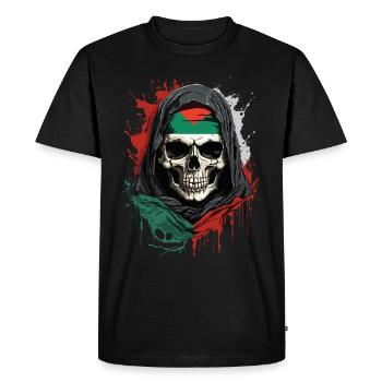 Fierté de la Palestine : Crâne et drapeau - T-shirt Premium bio Homme - noir - Devant - Nico (187cm)