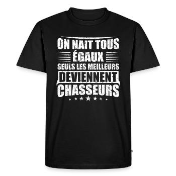 chasseur,chasse,chasseurs,meilleurs,cadeaux,cerf - T-shirt Premium bio Homme - noir - Devant - Nico (187cm)