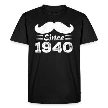 84th Anniversary Gift - Vintage 1940's Moustache - Men's Premium Organic T-Shirt - black - Front - Nico (187cm)