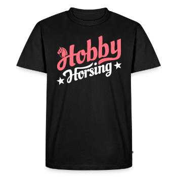 Hobby Horsing - Hobby Cheval - Equitation - Cadeau - T-shirt Premium bio Homme - noir - Devant - Nico (187cm)