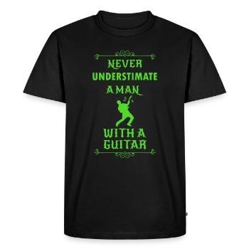Ne jamais sous-estimer un homme avec une guitare 0275 - T-shirt Premium bio Homme - noir - Devant - Nico (187cm)