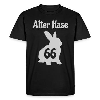 66 years birthday old rabbit - Men's Premium Organic T-Shirt - black - Front - Nico (187cm)