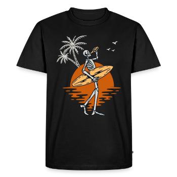Surf coucher de soleil Beach Surffer Plage - T-shirt Premium bio Homme - noir - Devant - Nico (187cm)