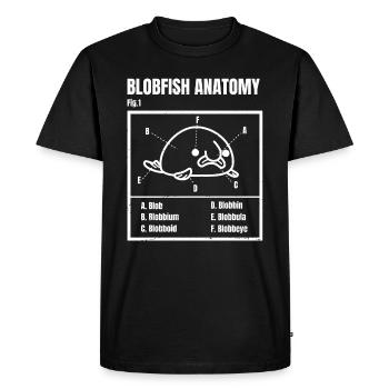 Blobby the Blobfish - Official Blobatomy - Funny - Men's Premium Organic T-Shirt - black - Front - Nico (187cm)