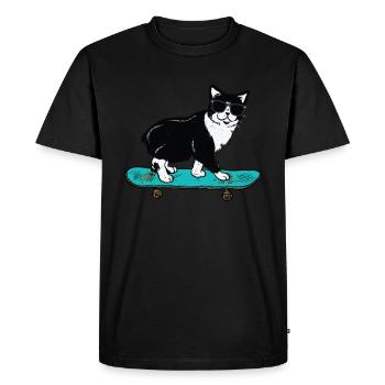 Funny Cat Skateboarding - T-shirt Premium bio Homme - noir - Devant - Nico (187cm)