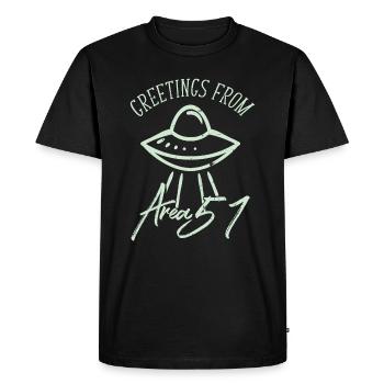 Alien Ufo - Men's Premium Organic T-Shirt - black - Front - Nico (187cm)