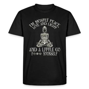 I Am Mostly Peace Love And Light - Men's Premium Organic T-Shirt - black - Front - Nico (187cm)