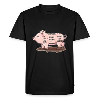 Vegan Pig Parts Anti Butcher - Men's Premium Organic T-Shirt - black - Front - Nico (187cm)