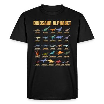 Dinosaur Alphabet - Types Of Dinosaurs - Dino - Men's Premium Organic T-Shirt - black - Front - Nico (187cm)