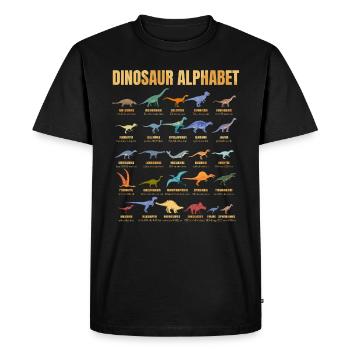 Dinosaur Alphabet - Types Of Dinosaurs - Dino - Men's Premium Organic T-Shirt - black - Front - Nico (187cm)