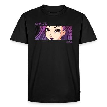 Anime Girl Eyes – Japan Culture Art – Japanese - Men's Premium Organic T-Shirt - black - Front - Nico (187cm)