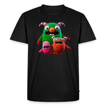 Christmas colorful monster family - Men's Premium Organic T-Shirt - black - Front - Nico (187cm)