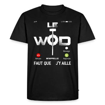 Le wod m'appelle Sport Entrainement Humour - T-shirt Premium bio Homme - noir - Devant - Nico (187cm)