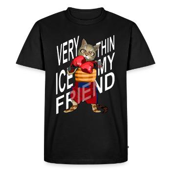 Very thin ice my freiend, Boxing Cat - Men's Premium Organic T-Shirt - black - Front - Nico (187cm)