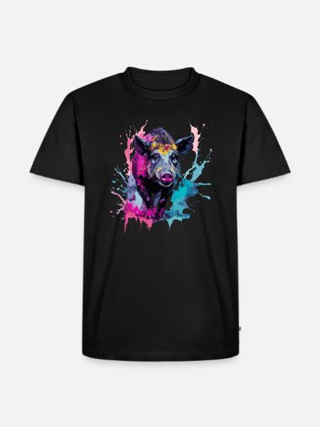 Sanglier à l’aquarelle - T-shirt Premium bio Homme - noir