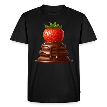 Chocolate Strawberry Fusion Melting Design - Men's Premium Organic T-Shirt - black - Front - Nico (187cm)