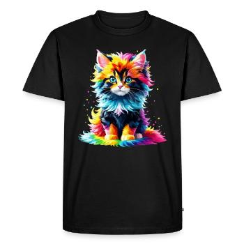 Chaton Chat Chat Arc-en-ciel Mignon Coloré Mignon - T-shirt Premium bio Homme - noir - Devant - Nico (187cm)