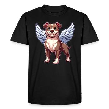 Pitbull Angel Dog Wings Design - Men's Premium Organic T-Shirt - black - Front - Nico (187cm)