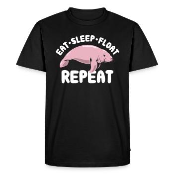 Eat Sleep Float Repeat - Manatee Saying - Men's Premium Organic T-Shirt - black - Front - Nico (187cm)